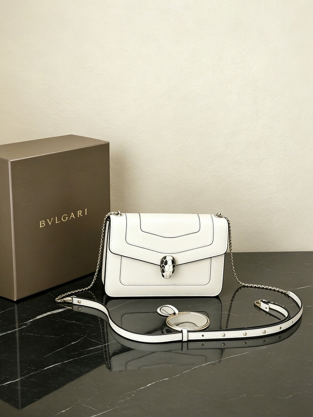 BVLGARI Serpenti Forever Medium Shoulder Bag White